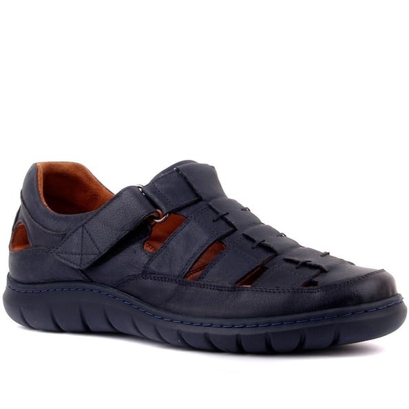 Lacivert Deri Cırtlı Erkek Sandalet Lacivert Deri Cırtlı Erkek Sandalet